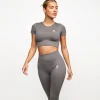 Tops & T-Shirts<Gym King Formation Seamless Rib Short Sleeve Top Gunmetal