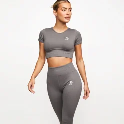 Tops & T-Shirts<Gym King Formation Seamless Rib Short Sleeve Top Gunmetal