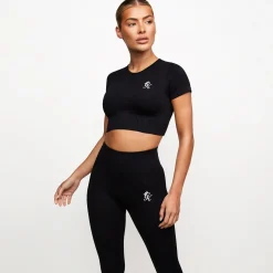 Tops & T-Shirts<Gym King Formation Seamless Rib Short Sleeve Top Black