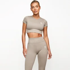Tops & T-Shirts<Gym King Formation Seamless Rib Short Sleeve Top Taupe