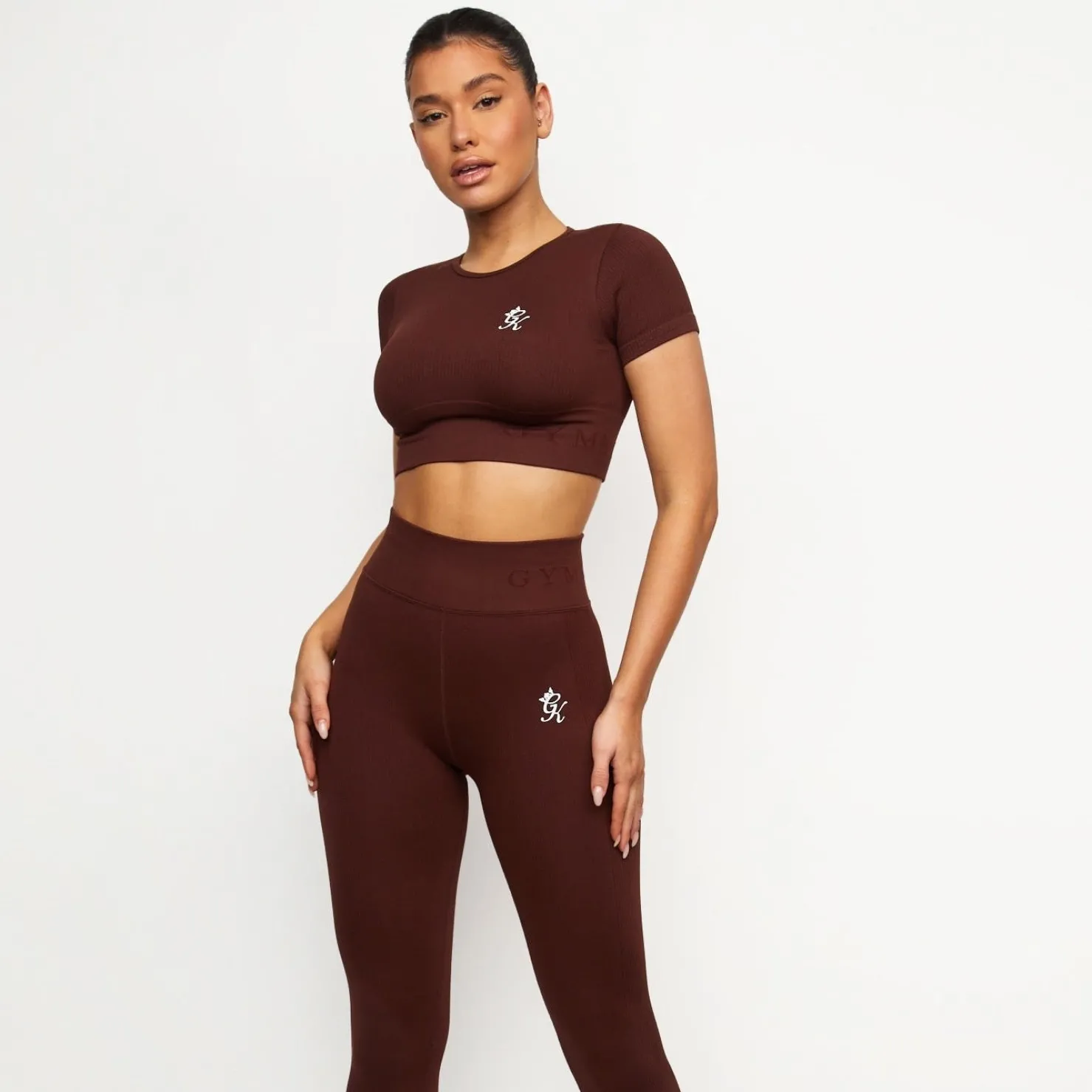 Gymwear<Gym King Formation Seamless Rib Short Sleeve Top Chocolate