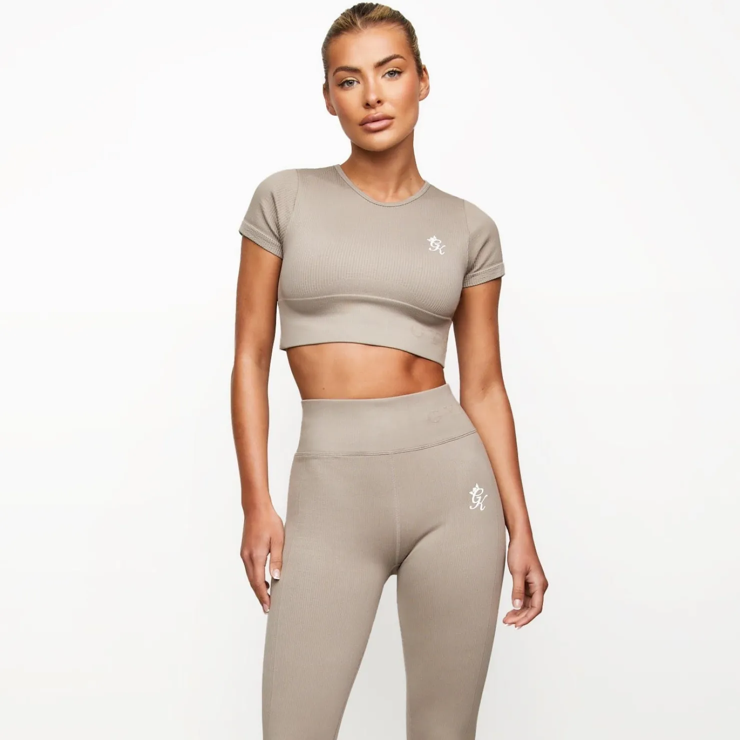 Gymwear<Gym King Formation Seamless Rib Short Sleeve Top Taupe