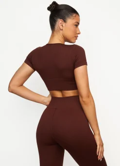 Tops & T-Shirts<Gym King Formation Seamless Rib Short Sleeve Top Chocolate