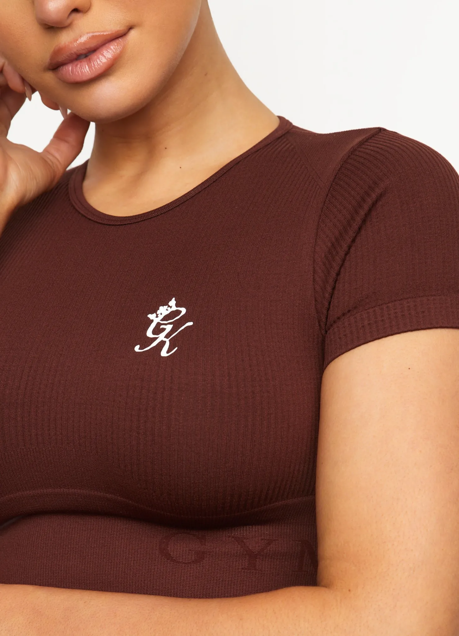 Tops & T-Shirts<Gym King Formation Seamless Rib Short Sleeve Top Chocolate