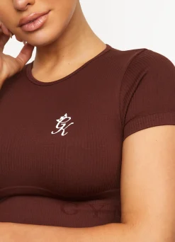 Gymwear<Gym King Formation Seamless Rib Short Sleeve Top Chocolate