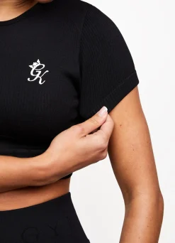 Tops & T-Shirts<Gym King Formation Seamless Rib Short Sleeve Top Black