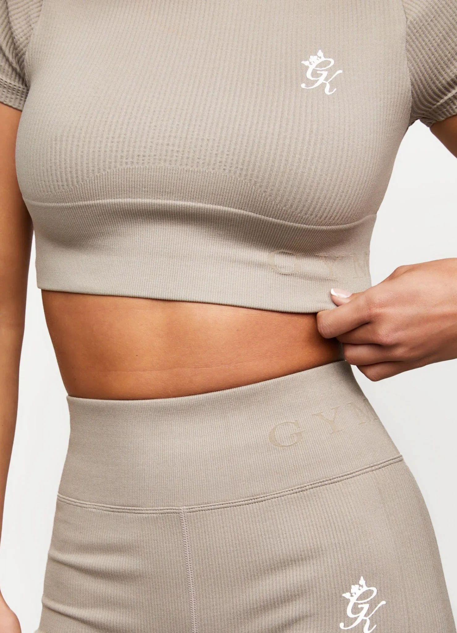 Tops & T-Shirts<Gym King Formation Seamless Rib Short Sleeve Top Taupe