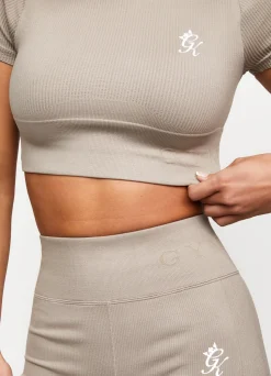 Gymwear<Gym King Formation Seamless Rib Short Sleeve Top Taupe