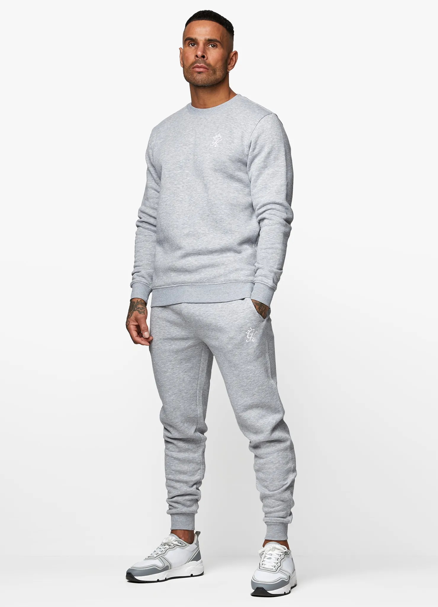 Tracksuits<Gym King Fundamental Crew Tracksuit Grey Marl