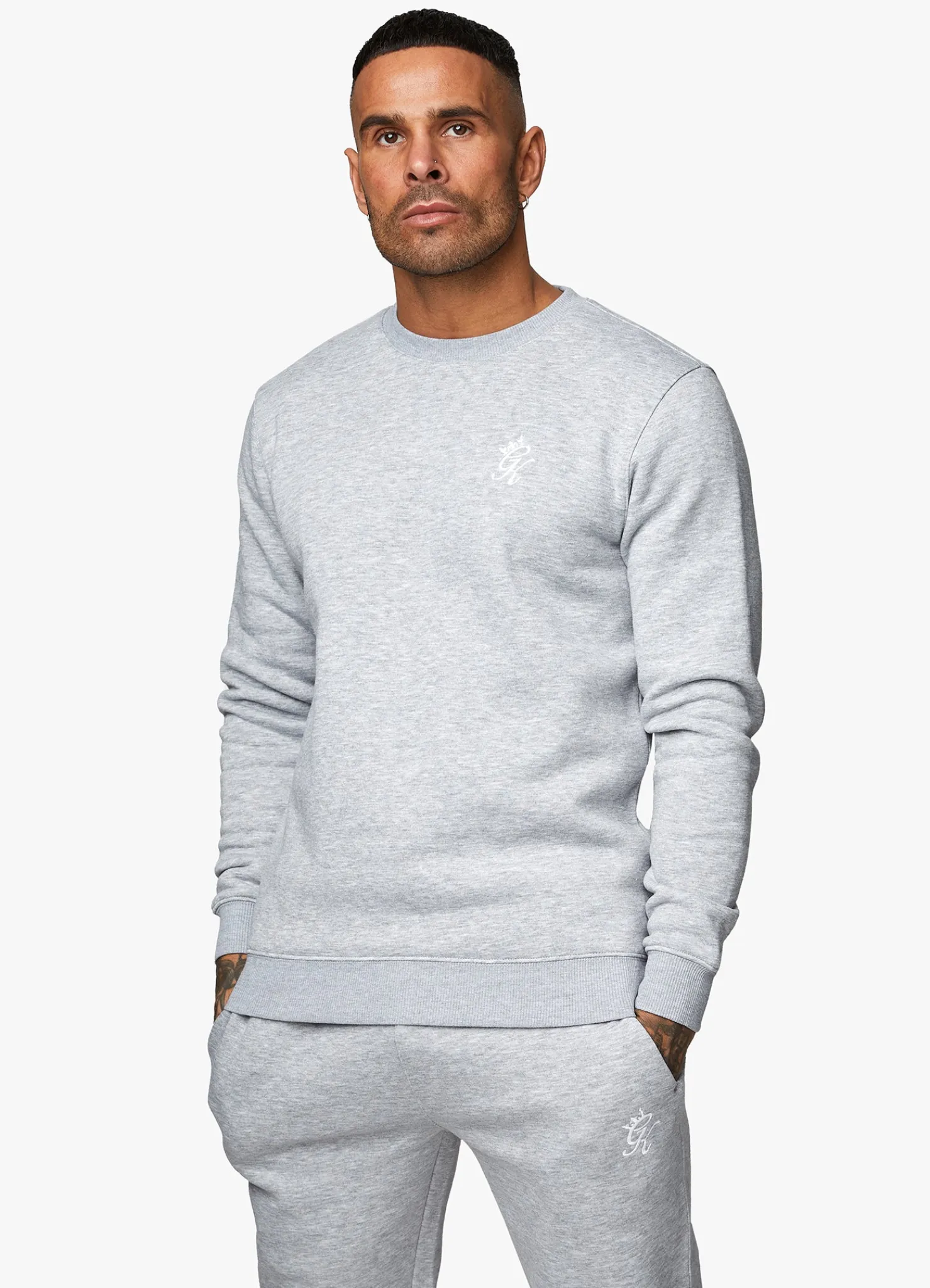 Tracksuits<Gym King Fundamental Crew Tracksuit Grey Marl