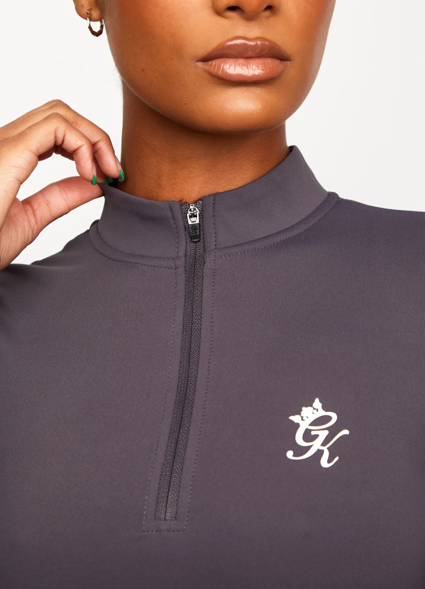 Tops & T-Shirts<Gym King Impact 1/4 Zip Crop Soft Slate/Peach