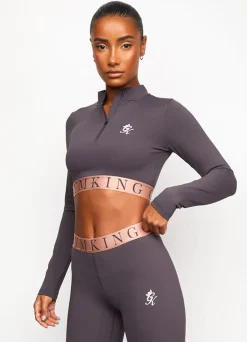 Gymwear<Gym King Impact 1/4 Zip Crop Soft Slate/Peach