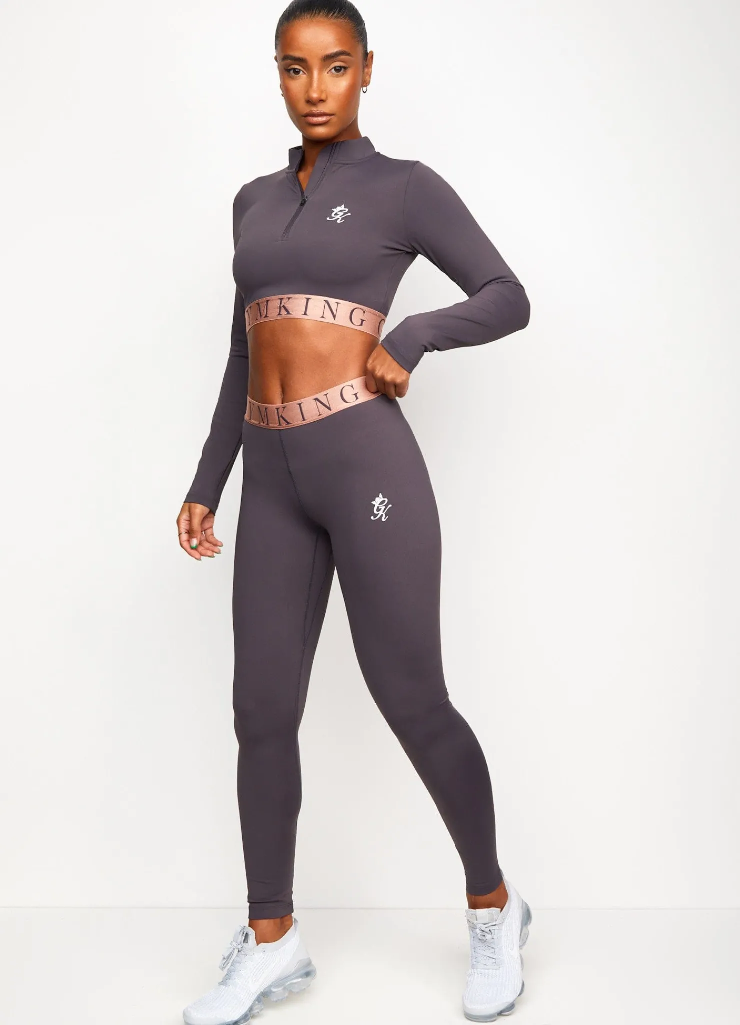 Gymwear<Gym King Impact 1/4 Zip Crop Soft Slate/Peach