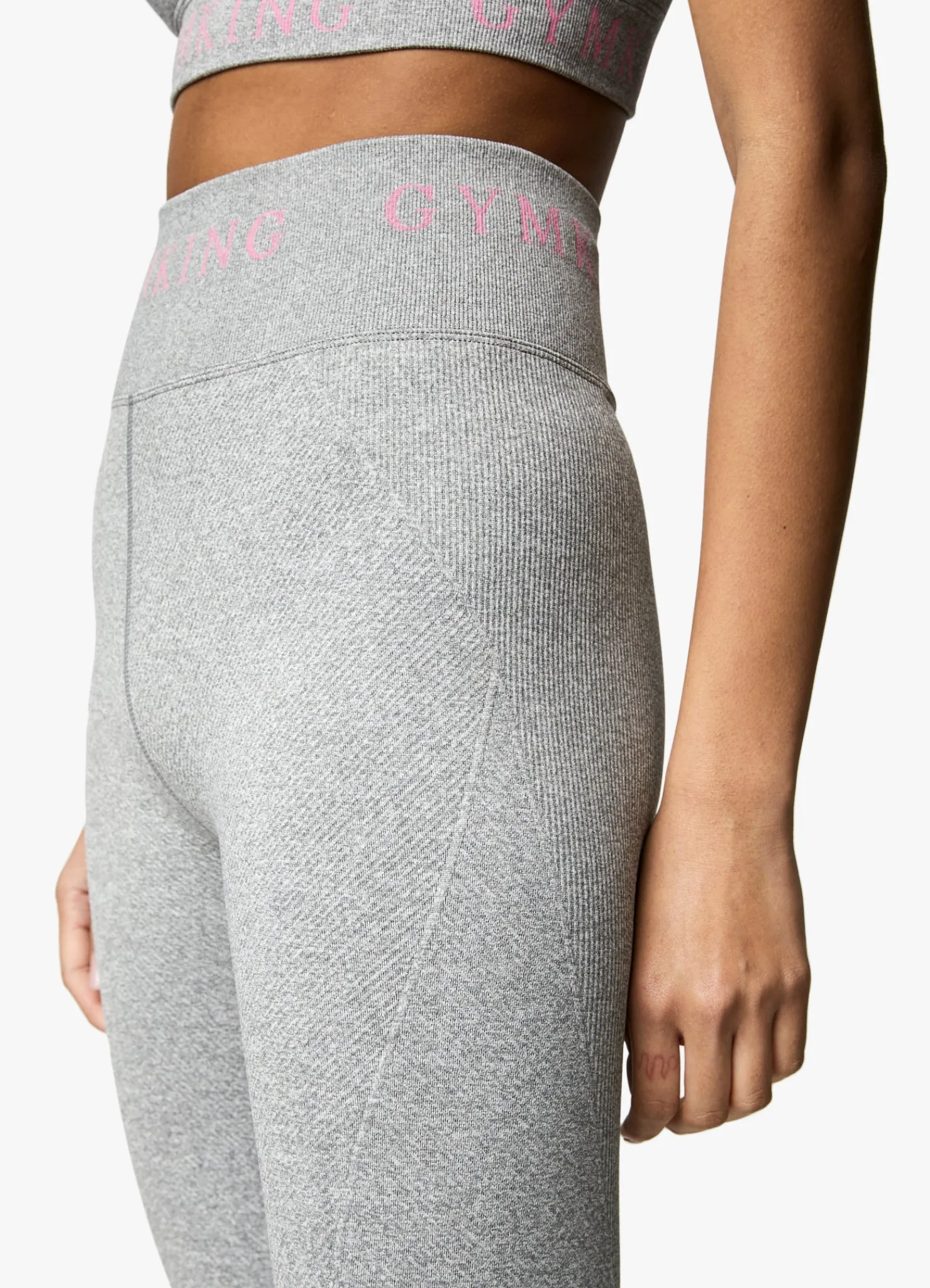 Gymwear<Gym King Intention Multi-Rib Legging Grey Marl/Cosmic Pink