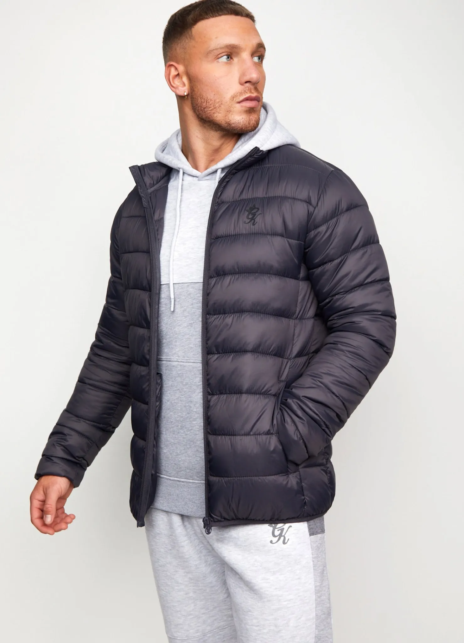 Outerwear<Gym King Lightweight Packaway Puffer Jacket Dark Grey