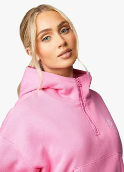 Hoodies<Gym King Linear 1/4 Zip Hood Cosmic Pink