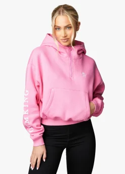 Hoodies<Gym King Linear 1/4 Zip Hood Cosmic Pink