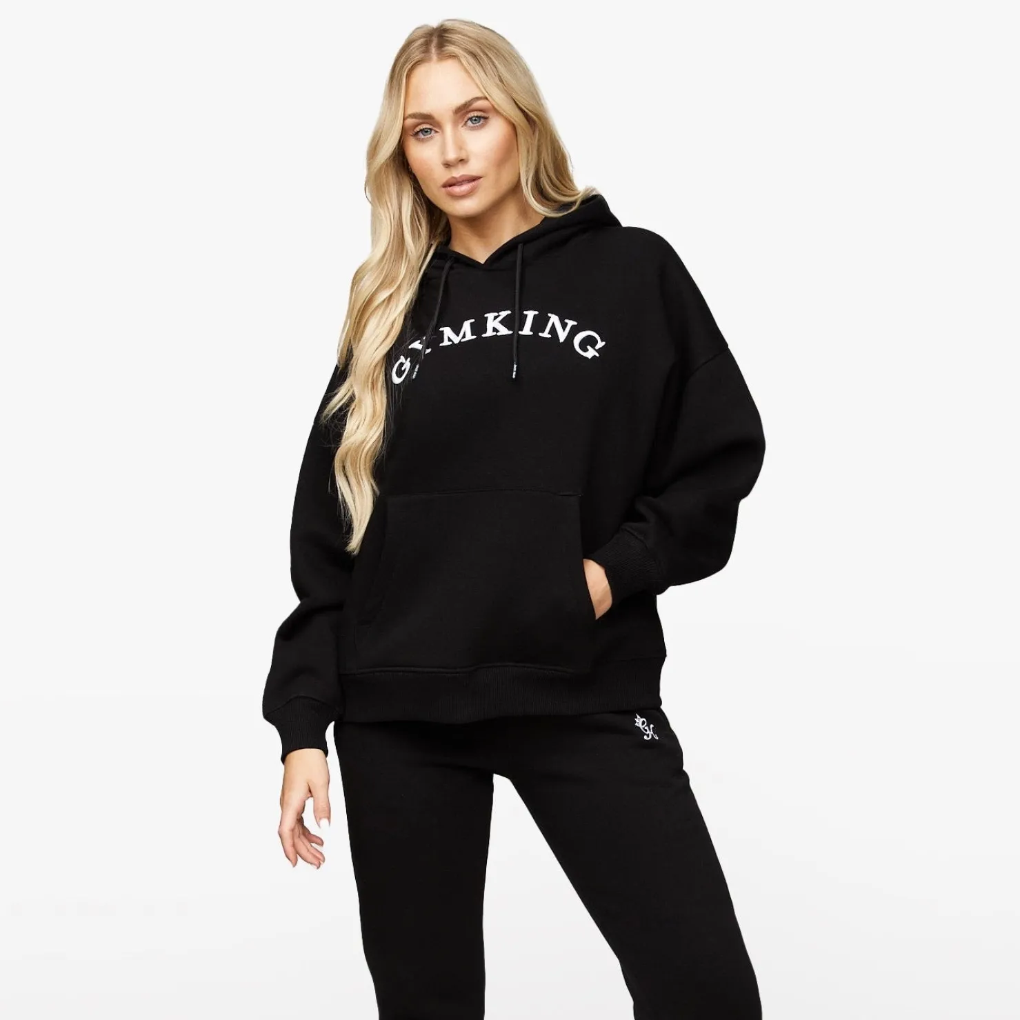 Hoodies<Gym King Linear Arch Oversized Hood Black