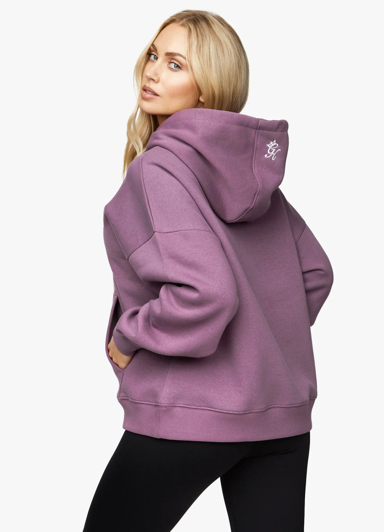 Hoodies<Gym King Linear Arch Oversized Hood Plum