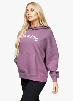 Hoodies<Gym King Linear Arch Oversized Hood Plum