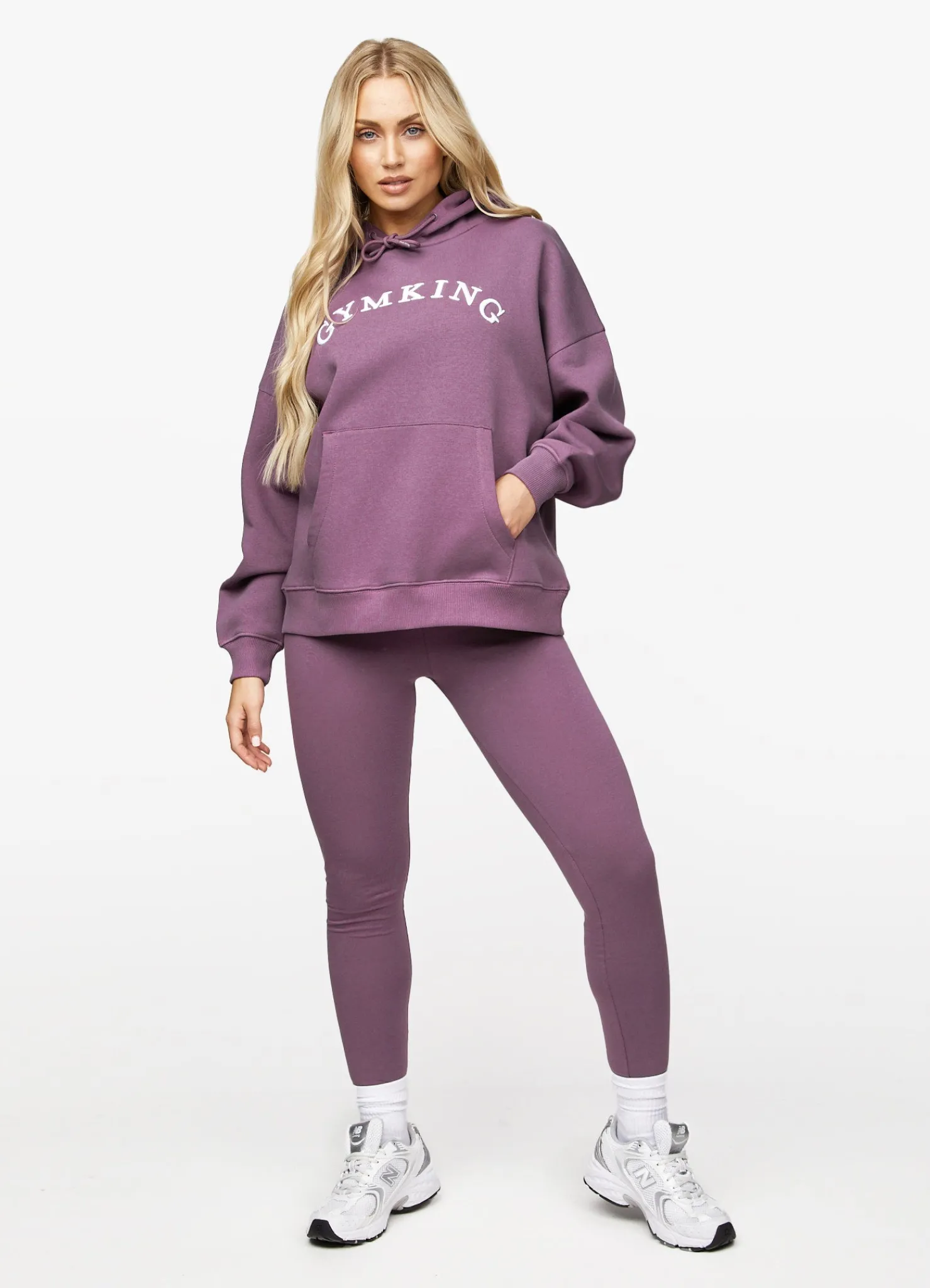 Hoodies<Gym King Linear Arch Oversized Hood Plum