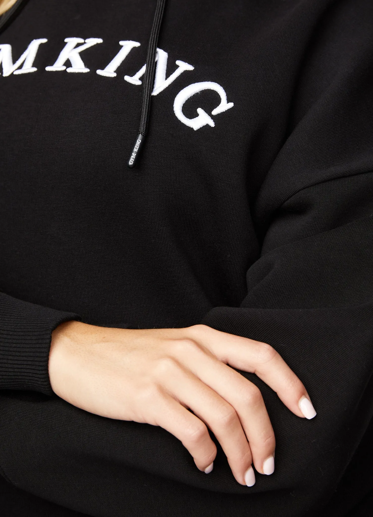 Hoodies<Gym King Linear Arch Oversized Hood Black