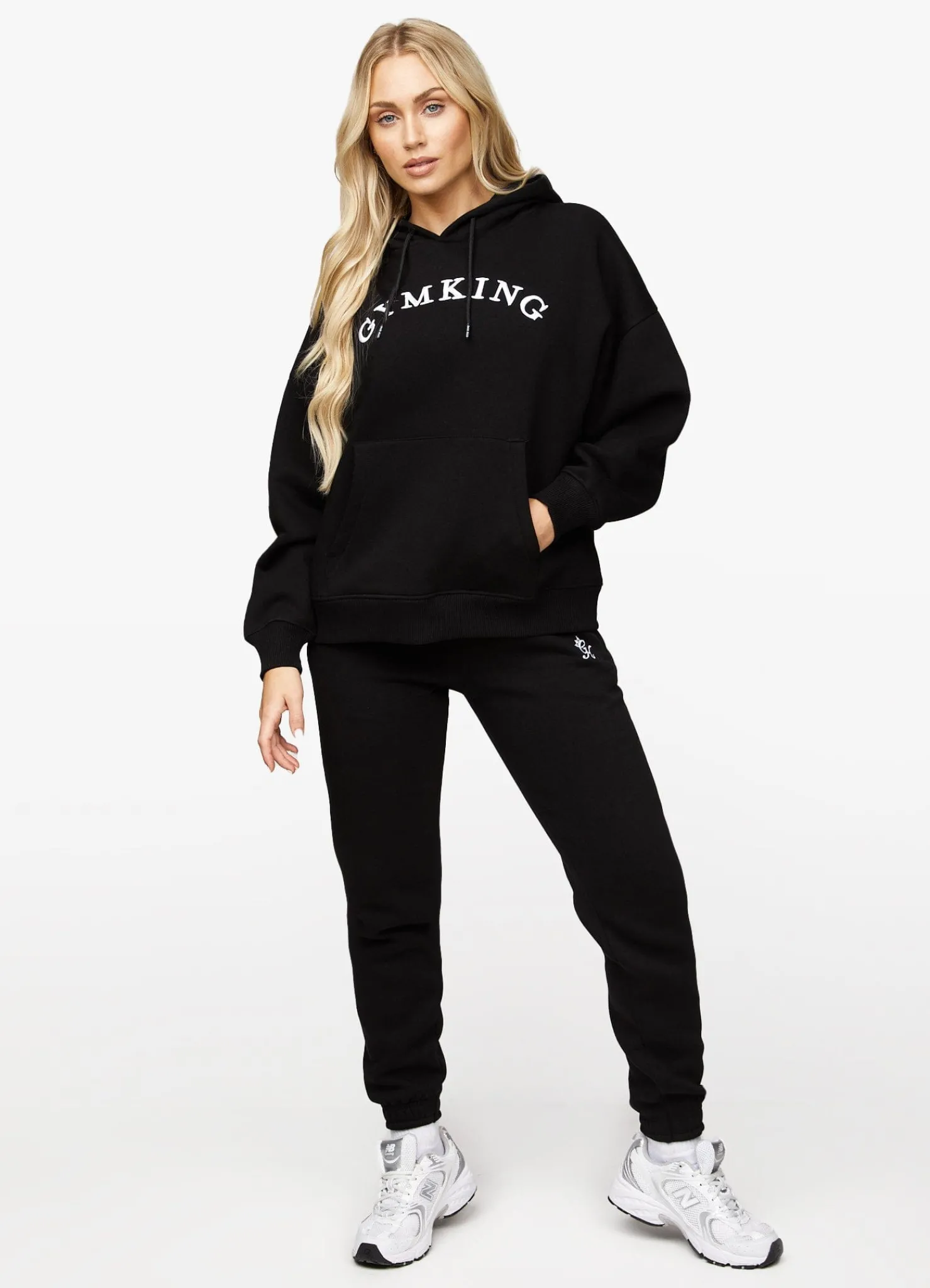 Hoodies<Gym King Linear Arch Oversized Hood Black