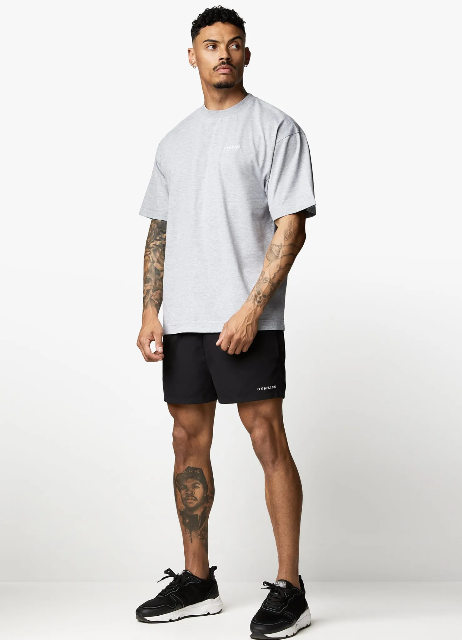T-Shirts<Gym King Linear Arch Tee Light Grey Marl