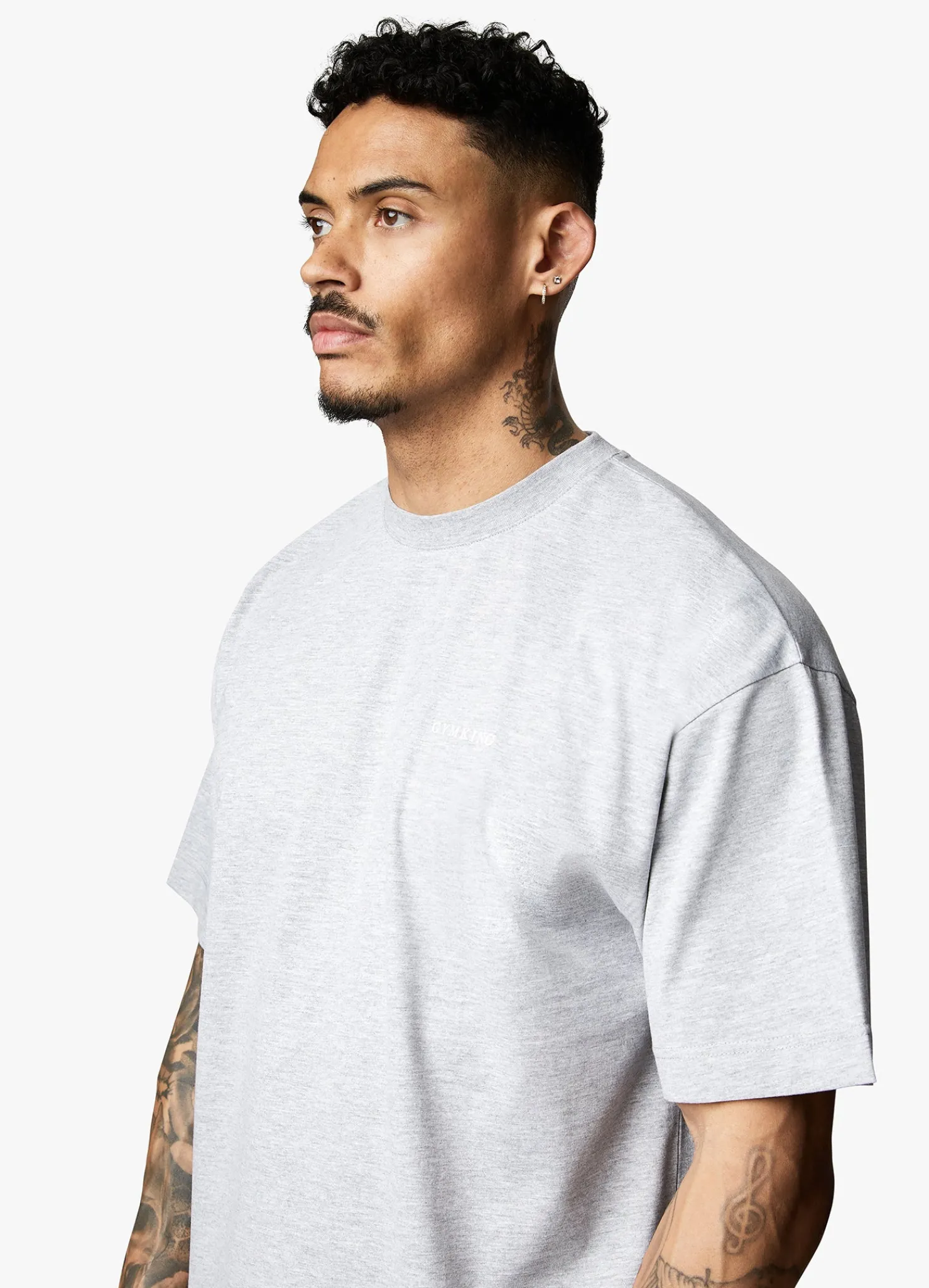 T-Shirts<Gym King Linear Arch Tee Light Grey Marl
