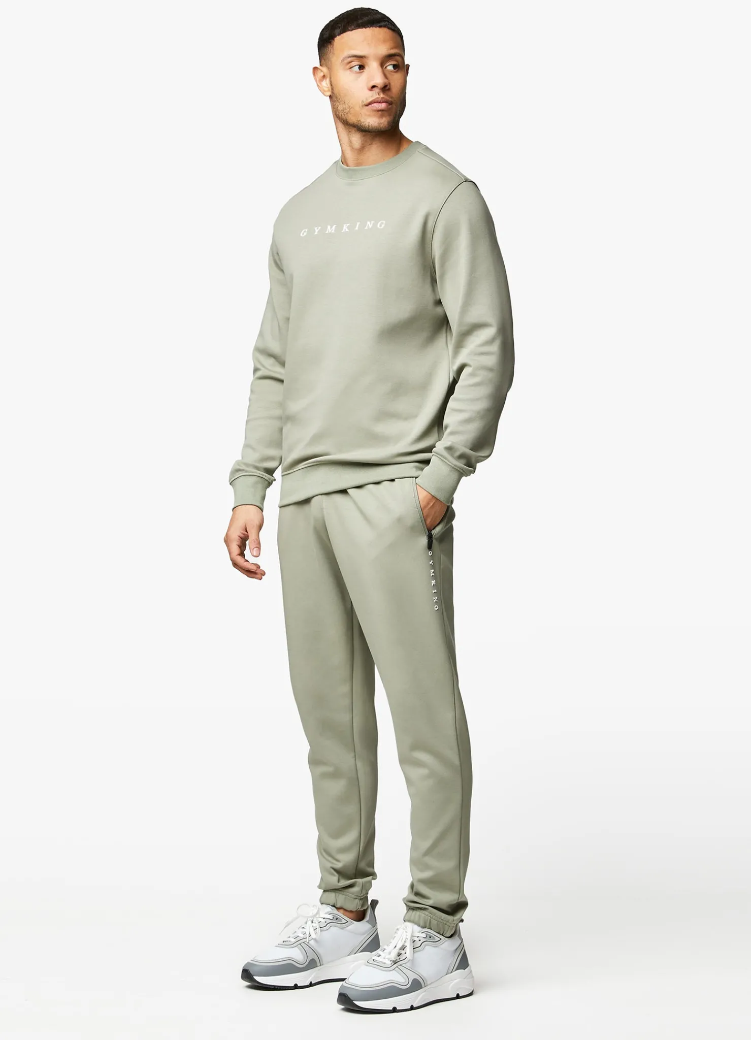 Tracksuits<Gym King Linear Print Crew Tracksuit Soft Khaki