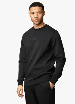 Tracksuits<Gym King Linear Print Crew Tracksuit Black