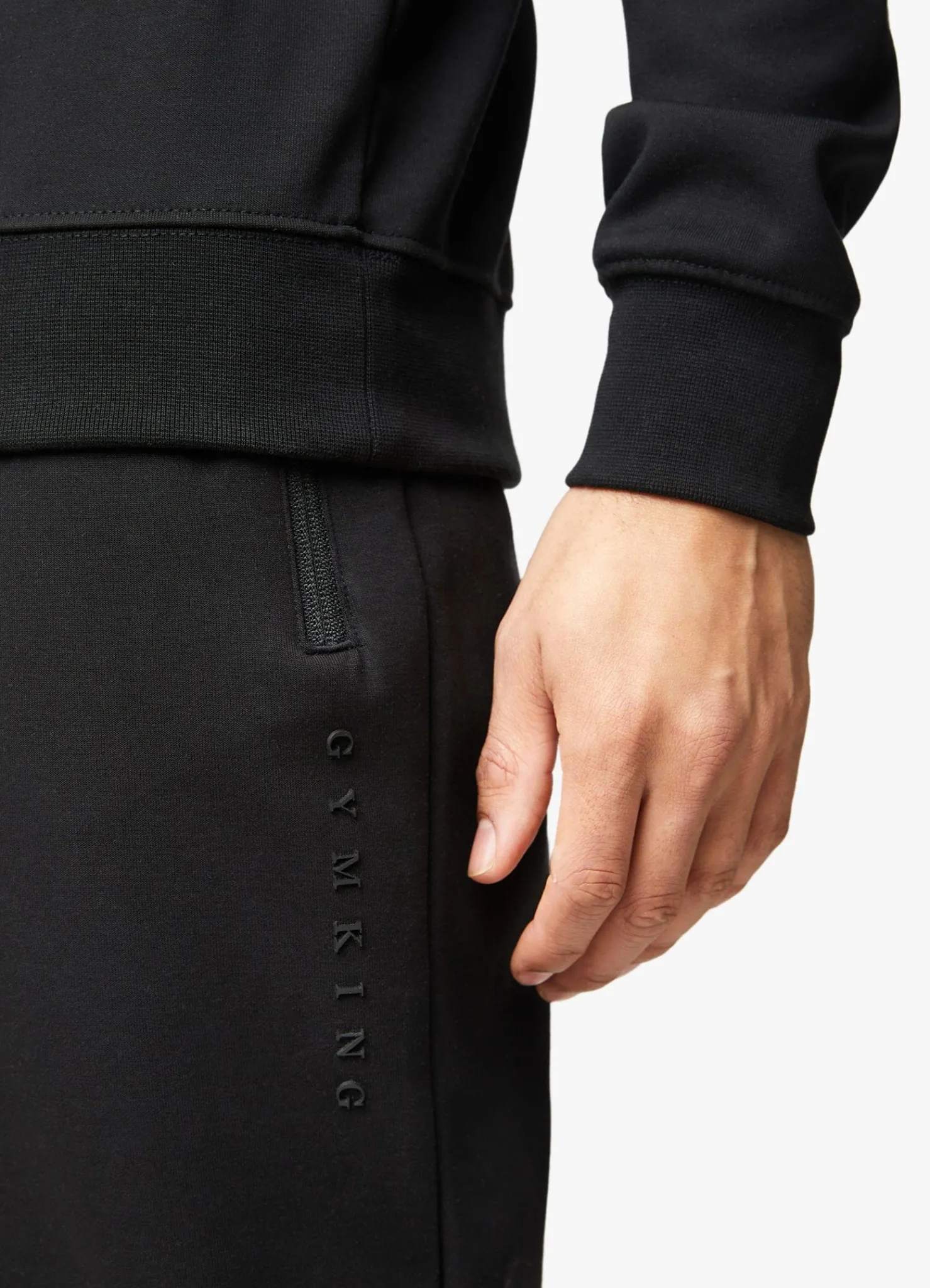 Tracksuits<Gym King Linear Print Hood Tracksuit Black
