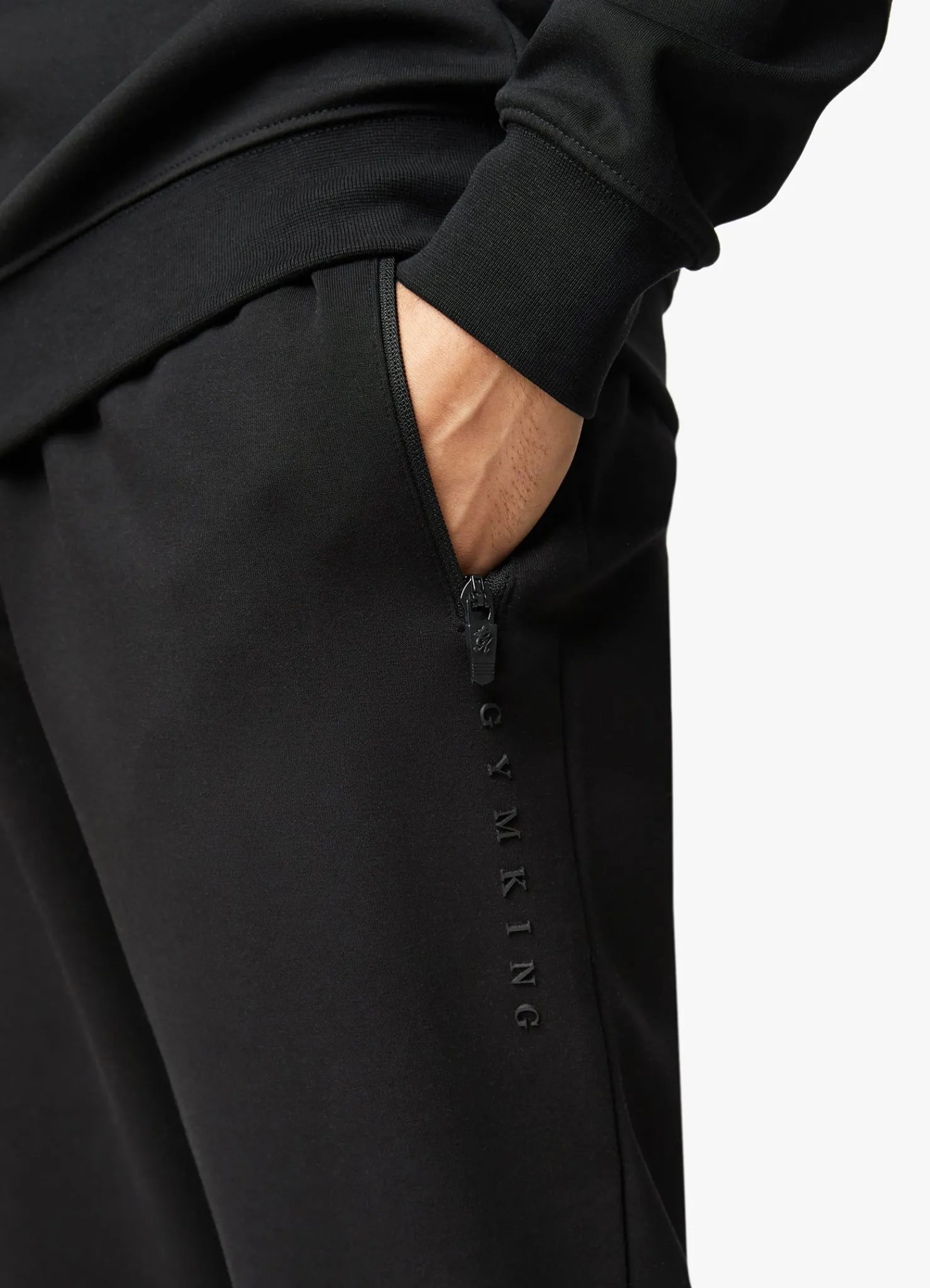 Tracksuits<Gym King Linear Print Hood Tracksuit Black