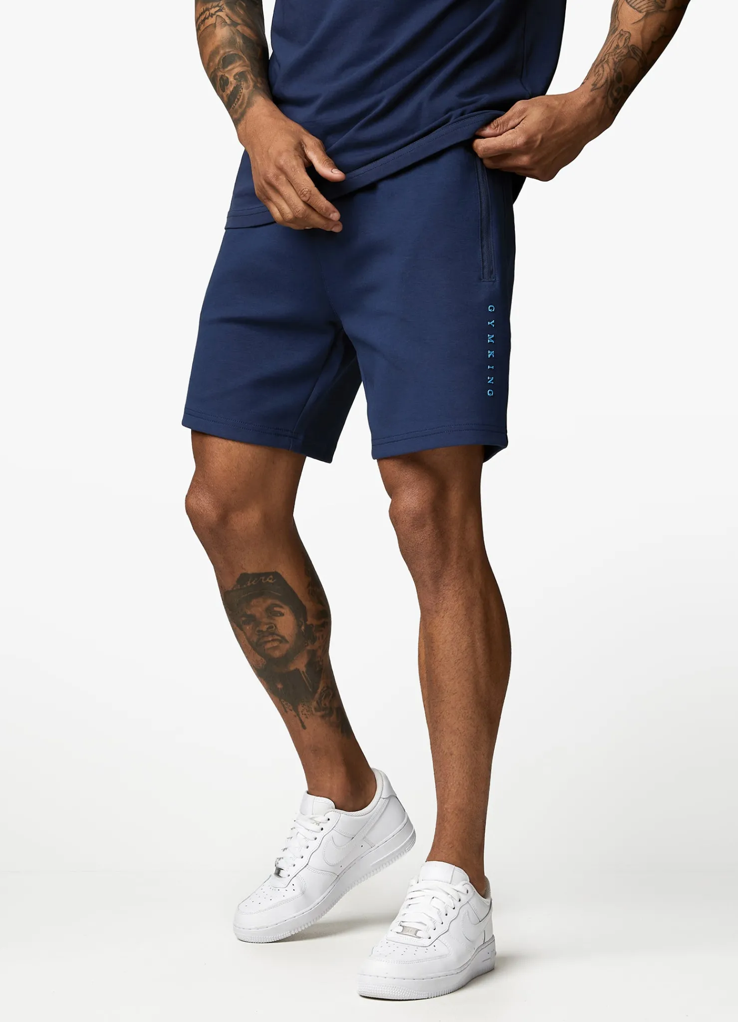 Shorts<Gym King Linear Print Interlock Short Moonlight Blue