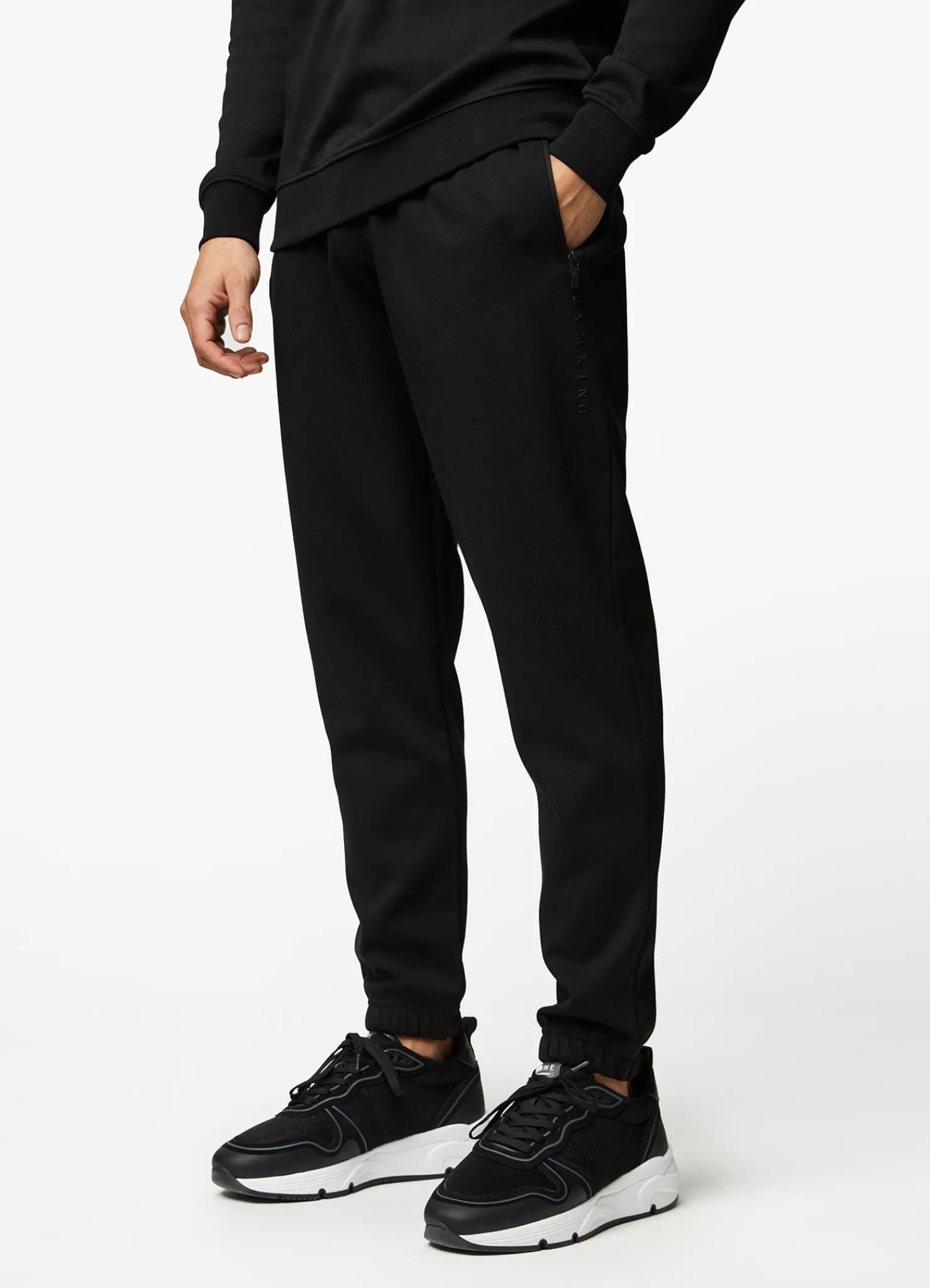 Tracksuit Bottoms<Gym King Linear Print Interlock Jogger Black