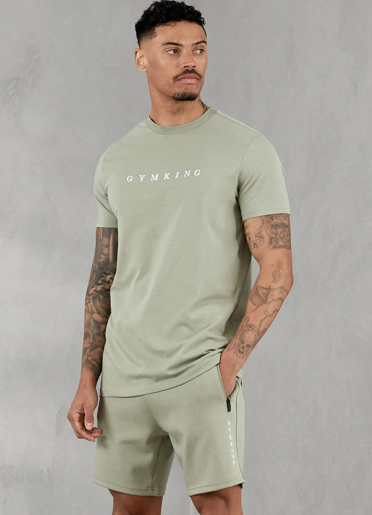 Twin Sets<Gym King Linear Print Interlock Short Soft Khaki