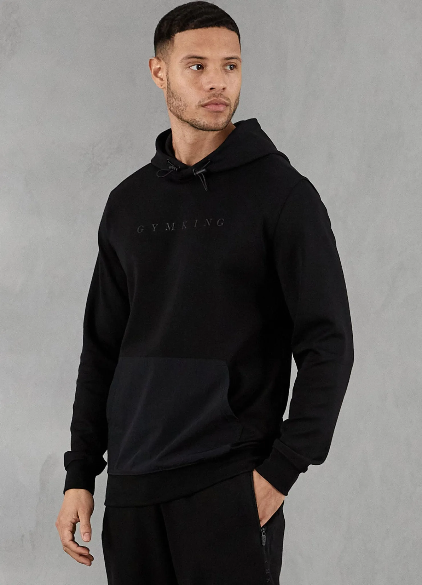 Sweatshirts & Hoodies<Gym King Linear Print Interlock Hood Black