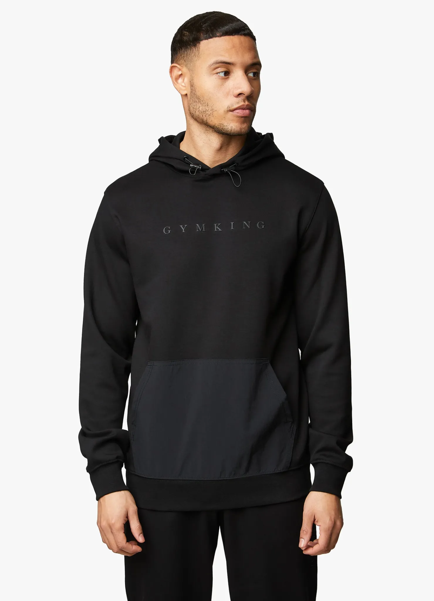 Sweatshirts & Hoodies<Gym King Linear Print Interlock Hood Black