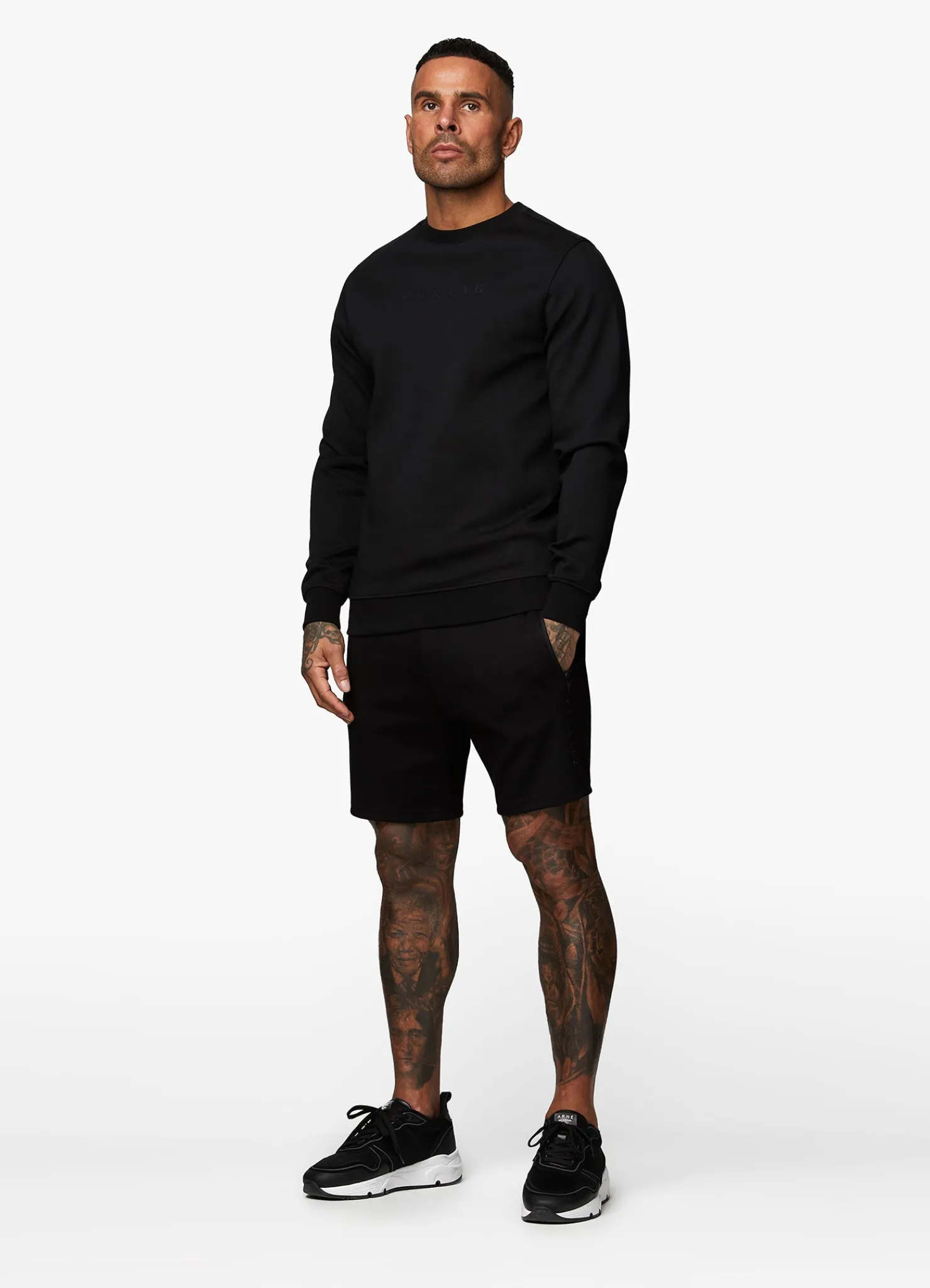 Sweatshirts & Hoodies<Gym King Linear Print Interlock Crew Black