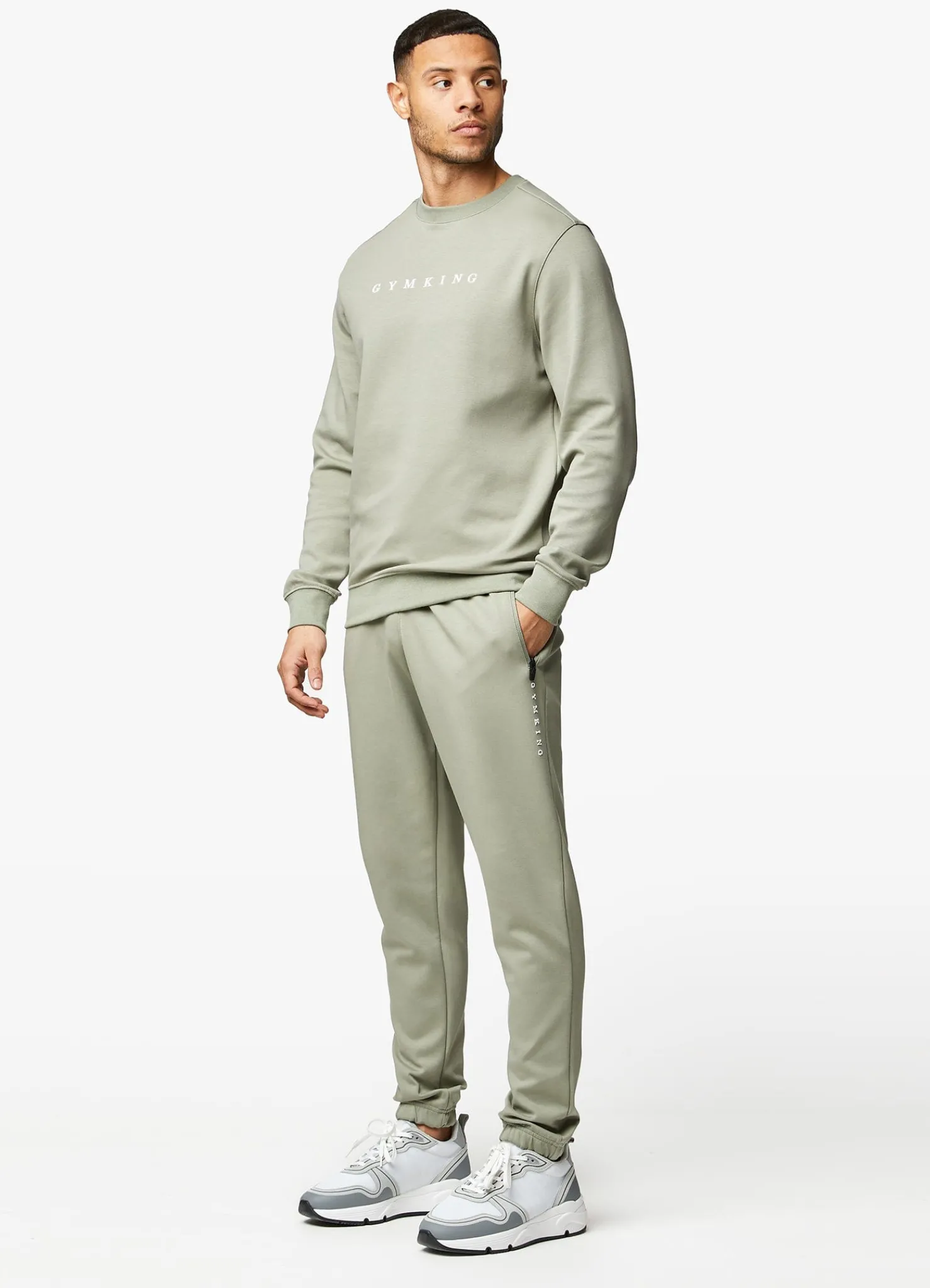 Sweatshirts & Hoodies<Gym King Linear Print Interlock Crew Soft Khaki