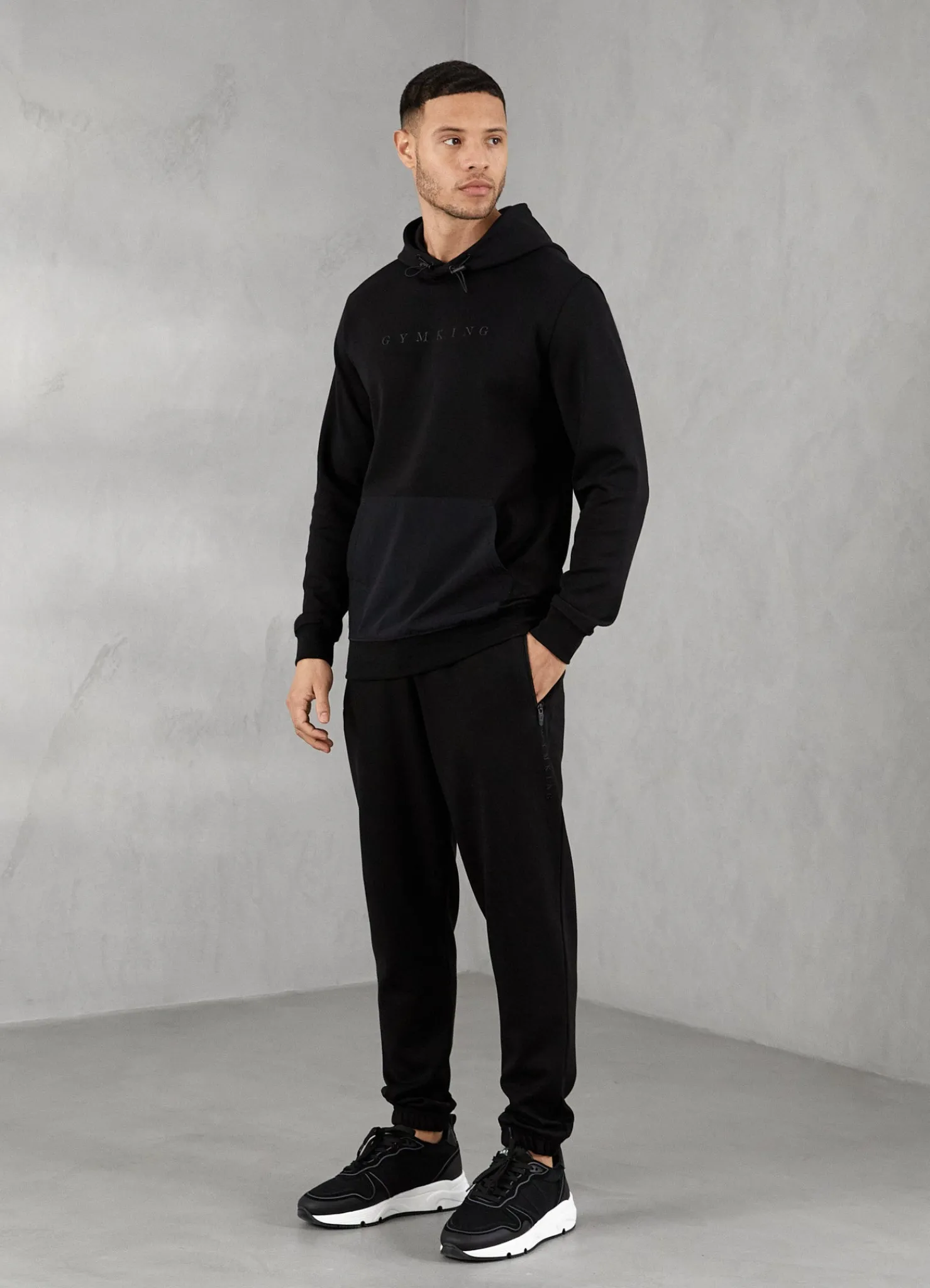 Sweatshirts & Hoodies<Gym King Linear Print Interlock Hood Black