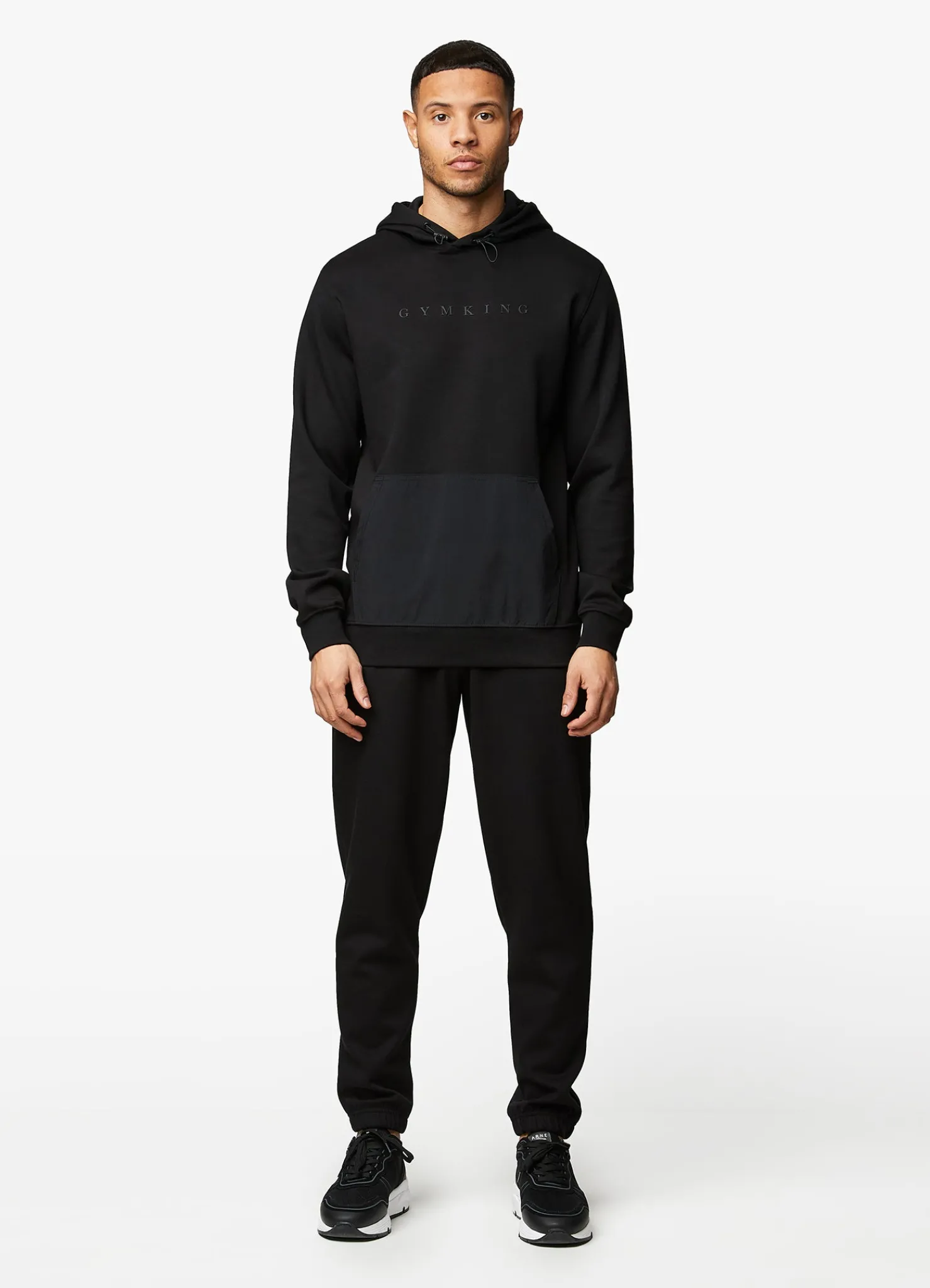 Sweatshirts & Hoodies<Gym King Linear Print Interlock Hood Black