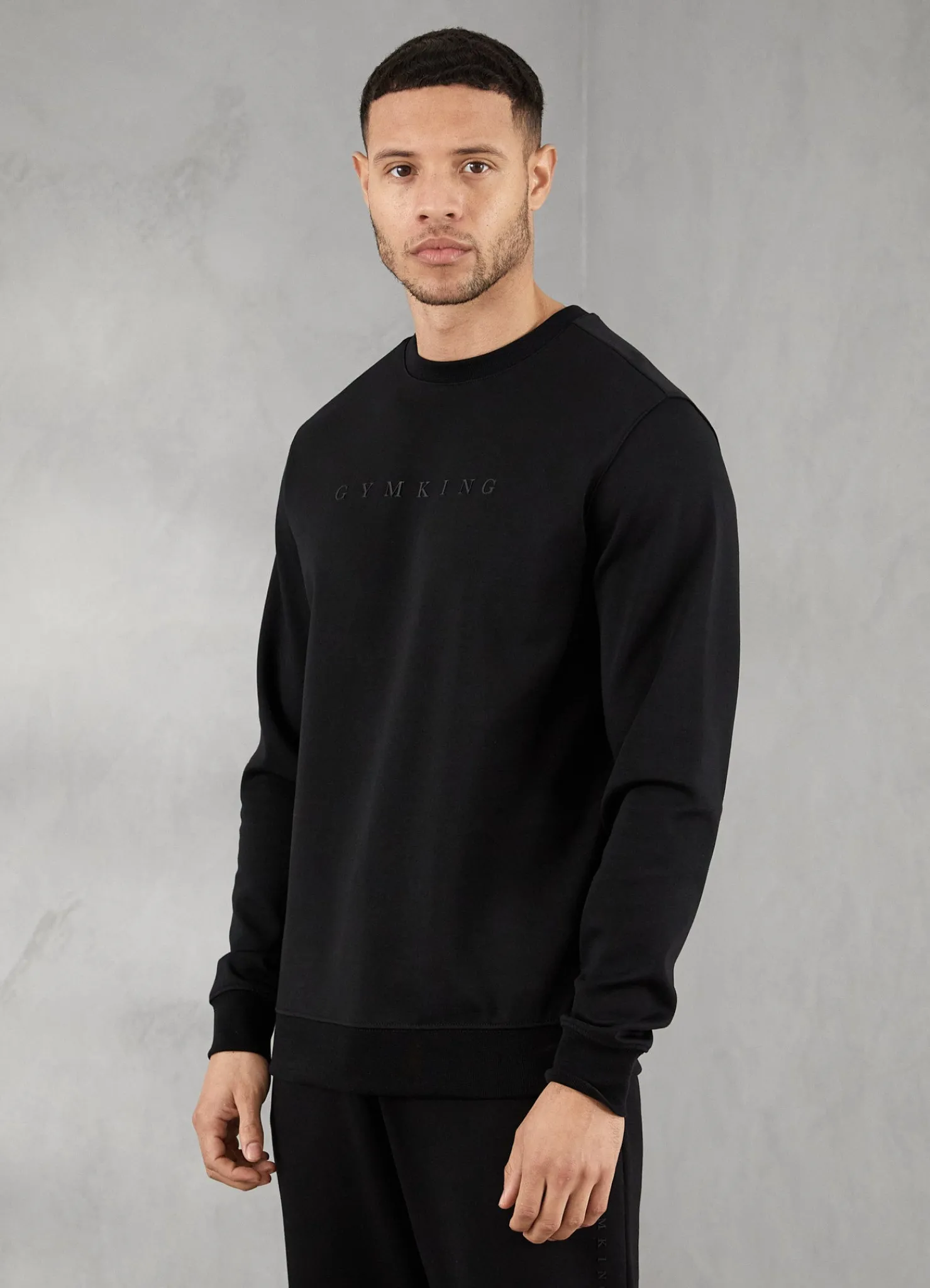 Sweatshirts & Hoodies<Gym King Linear Print Interlock Crew Black