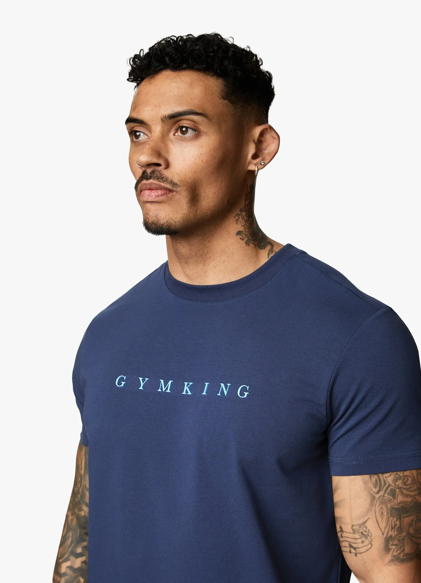 T-Shirts<Gym King Linear Print Tee Moonlight Blue