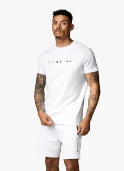 T-Shirts<Gym King Linear Print Tee White