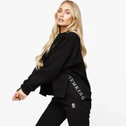 Sweatshirts<Gym King Linear Tape Fleece Crew Black