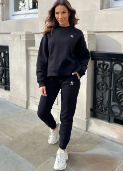 Sweatshirts<Gym King Linear Tape Fleece Crew Black
