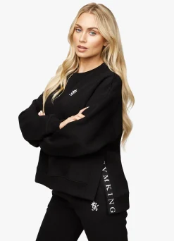 Sweatshirts<Gym King Linear Tape Fleece Crew Black