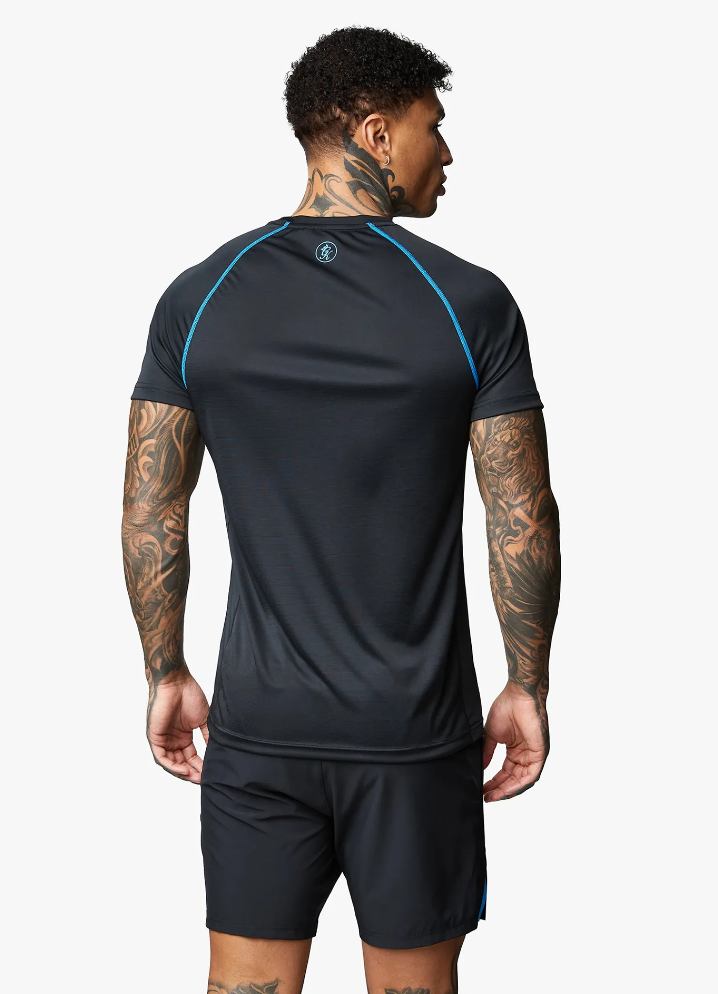 T-Shirts<Gym King Motivate Stripe Tee Black/French Blue