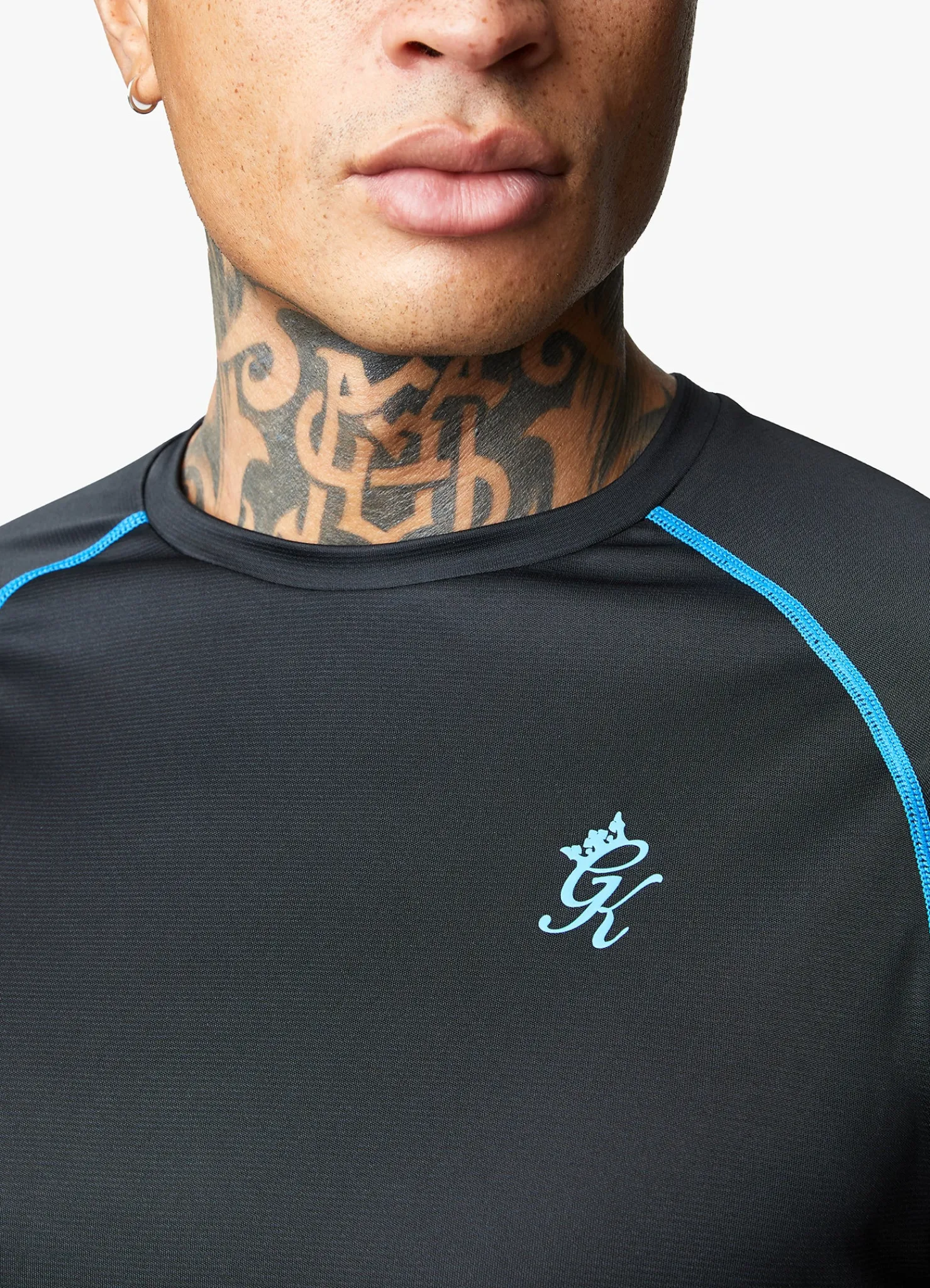 T-Shirts<Gym King Motivate Stripe Tee Black/French Blue